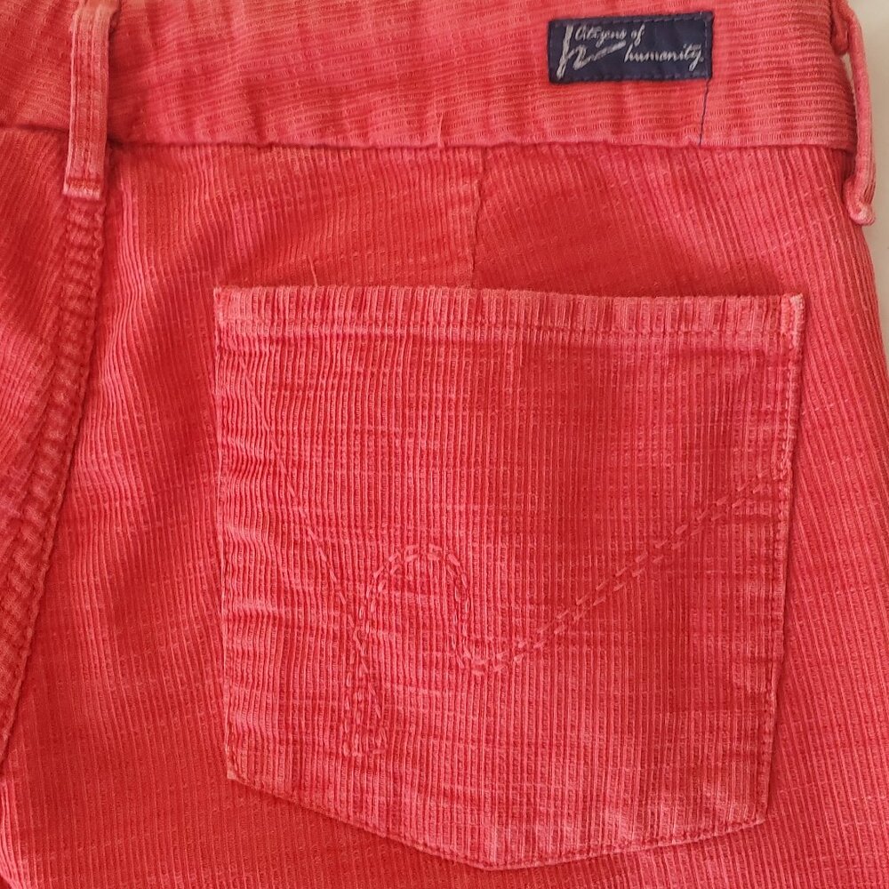 Citizens of Humanity Orange Corduroy Low Rise Jeans